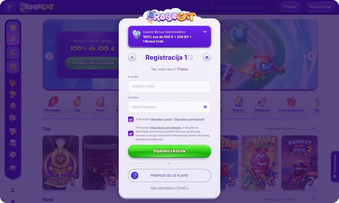 robocat casino registracija