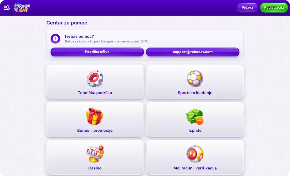 robocat casino česta pitanja